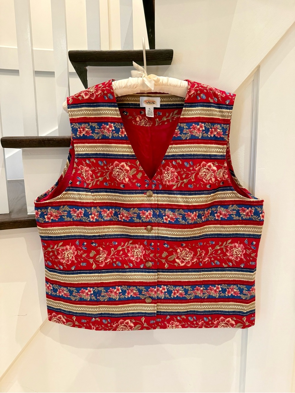 Talbots Red Floral Vest - Size XL
